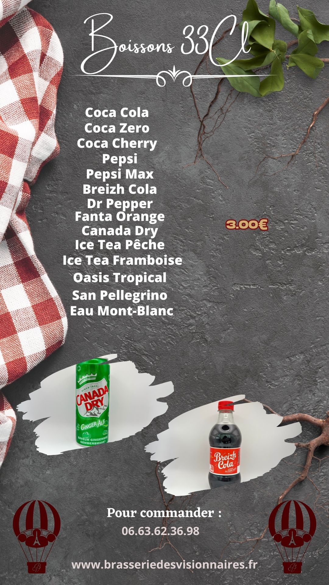 page des boissons