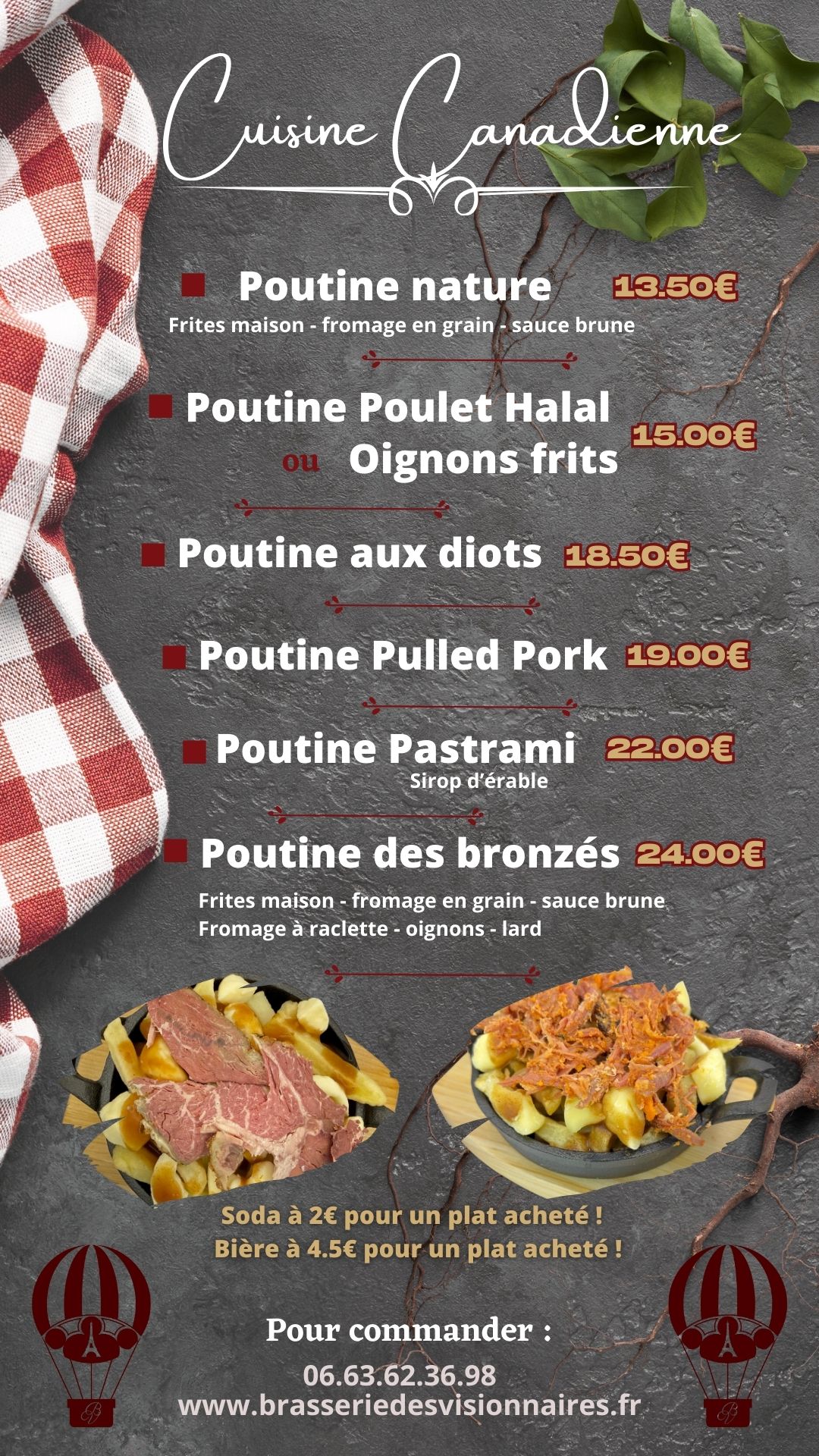 page des plats canadiens, poutines