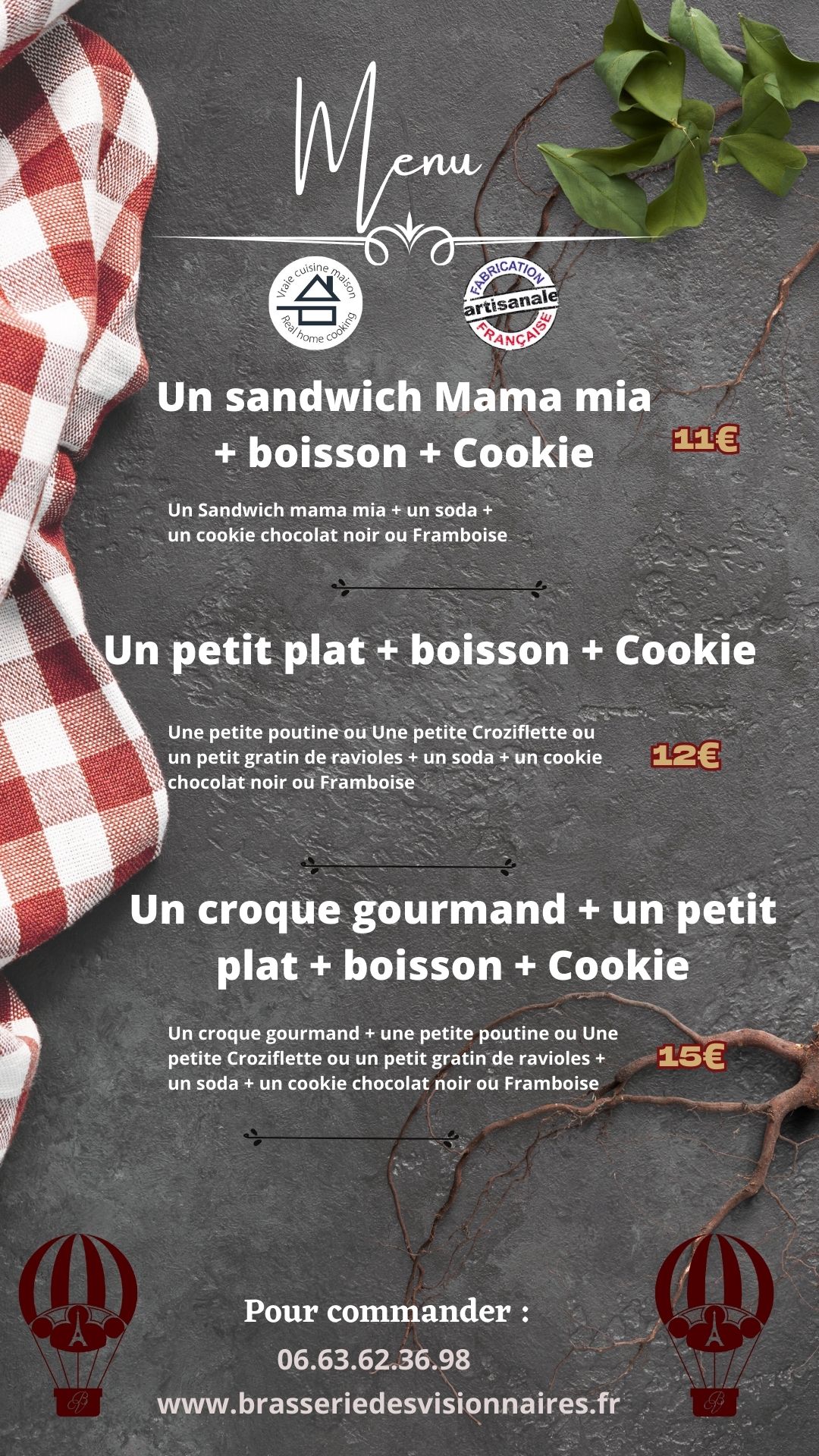 Page principale du menu